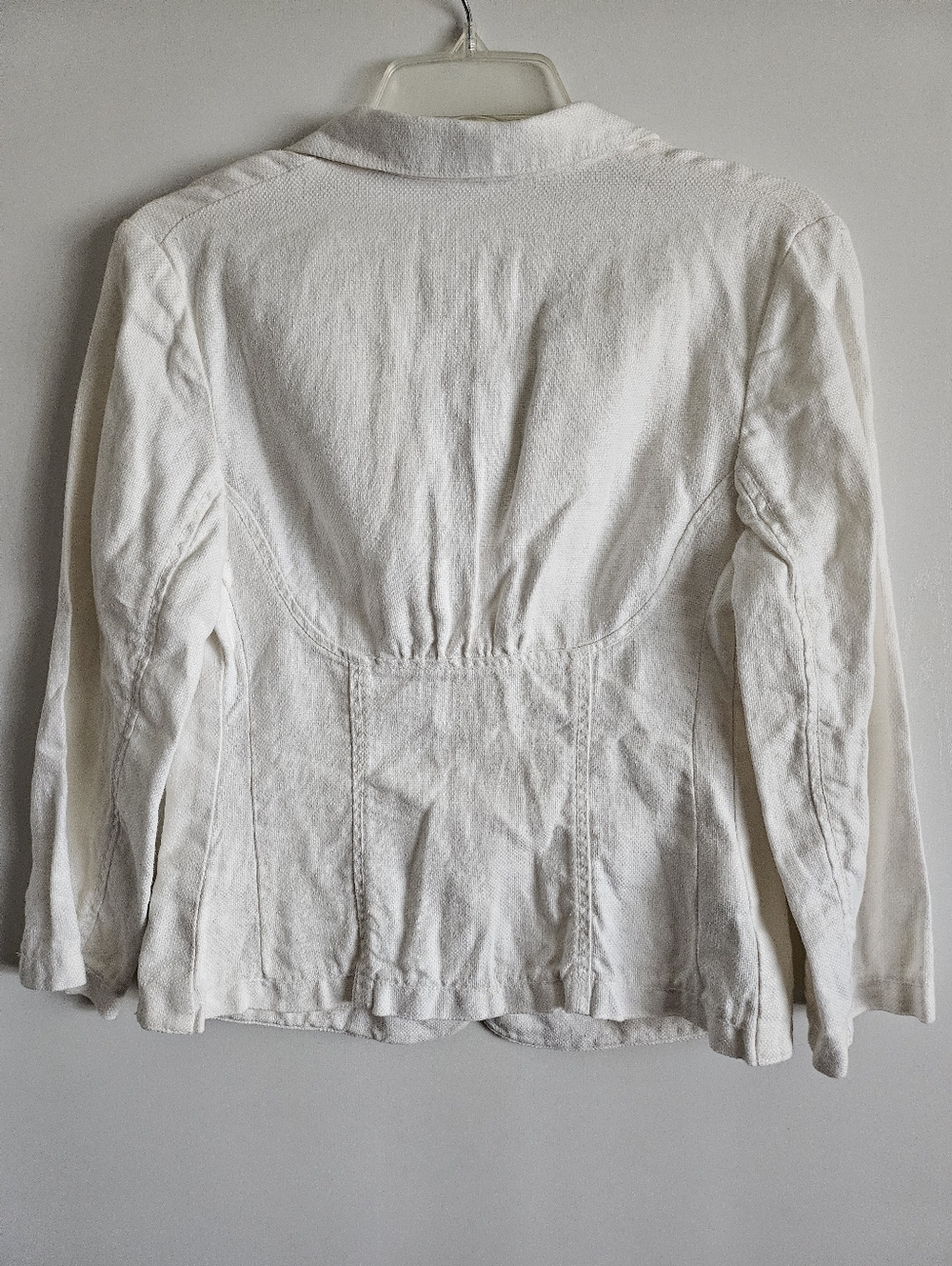 Max Studio Shirt Womens 12 Small White Linen Long Sleeve VNeck Blazer Breathable - Picture 2 of 7
